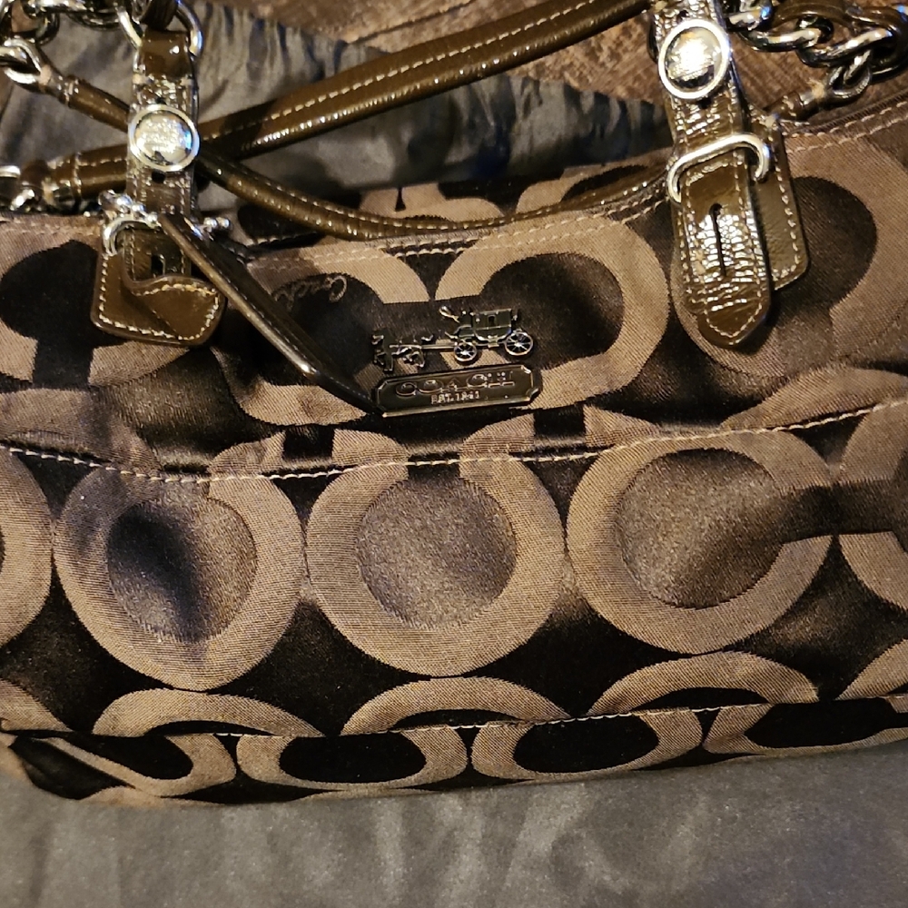 Coach Dark Brown Signature Shoulder Bag